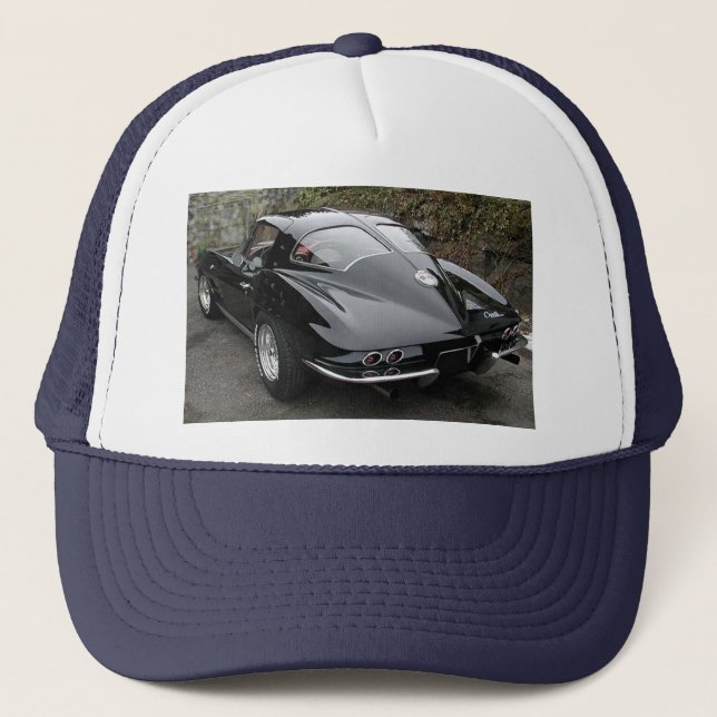Black Split Window Classic Corvette Trucker Hat (Front)