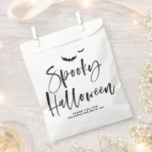 Black Spooky Halloween Brush Lettering Halloween Favour Bag