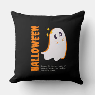 Black Spooky Halloween Decor Pillow