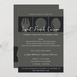 BLACK SPOON FORK COOKING CLASS INVITE TEMPLATE