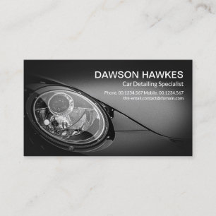 Black Sports Car Headlights Auto Detailer  Business Card