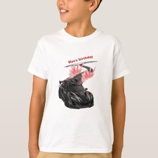 Black Sports Car Racing Kids Birthday Party T-Shirt