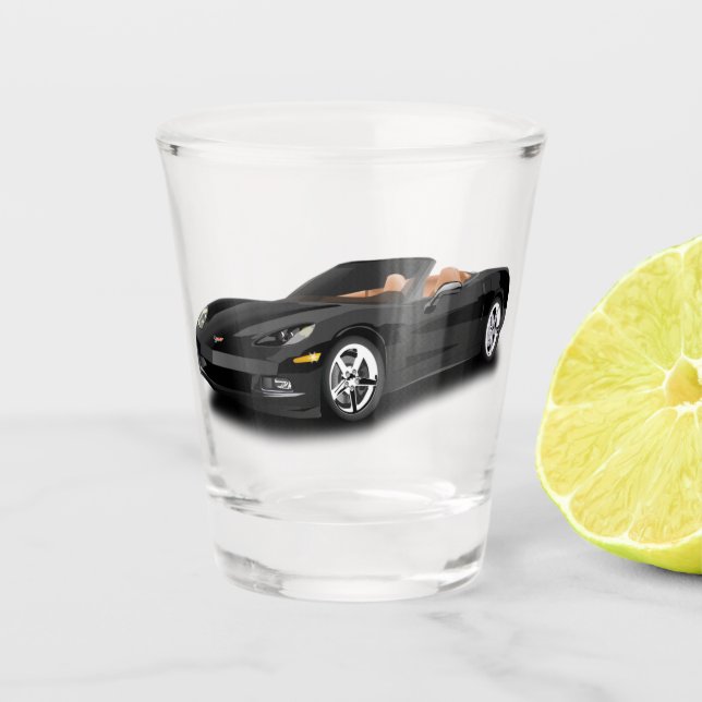 Black Sports Race Car Shot Glass (Front)