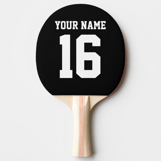 Black Sporty Team Jersey Ping Pong Paddle (Front)