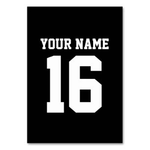 Black Sporty Team Jersey Table Number