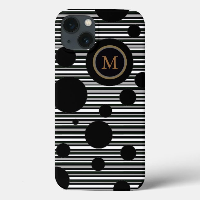 black spotted and striped personalised design Case-Mate iPhone case (Back)