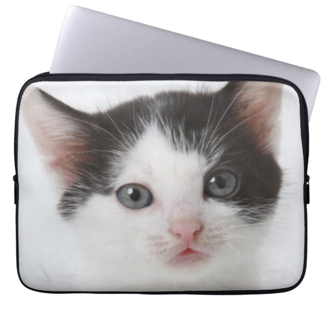 Black Spotted Kitten Laptop Sleeve (Front)