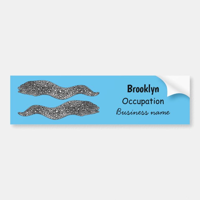 Black spotted moray eel cartoon illustration  bumper sticker (Front)