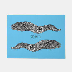 Black spotted moray eel cartoon illustration  doormat