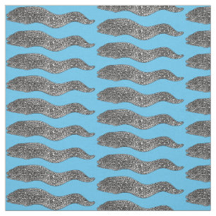 Black spotted moray eel cartoon illustration fabric