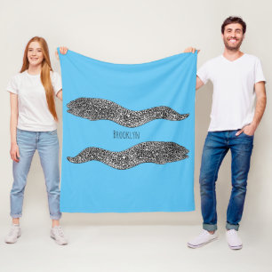 Black spotted moray eel cartoon illustration  fleece blanket