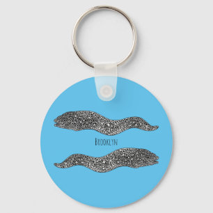 Black spotted moray eel cartoon illustration key ring
