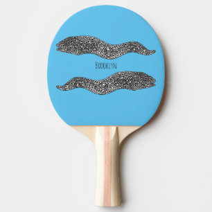 Black spotted moray eel cartoon illustration ping pong paddle