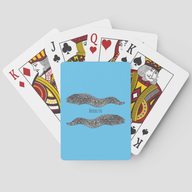 Black spotted moray eel cartoon illustration  playing cards (Back)