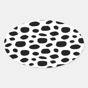 Black spotty background oval sticker