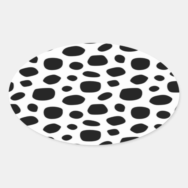 Black spotty background oval sticker (Front)