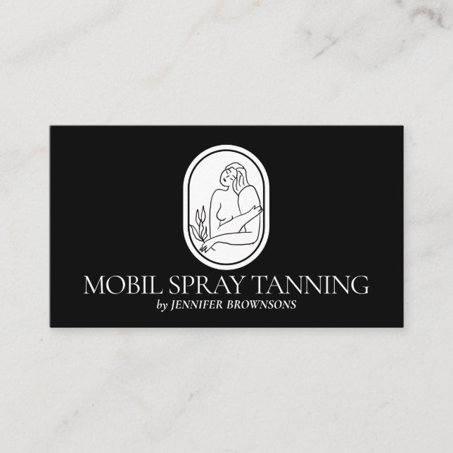 Black Spray Tanning Boho Body Skin woman Business Card (Front)