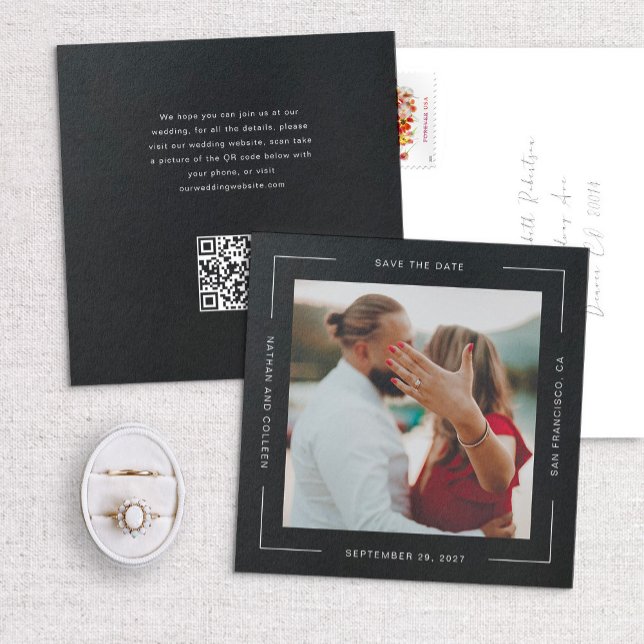 Black Square All Around Text Frame Save the Date (Creator Uploaded)