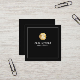 Black Square Business Card with Logo
