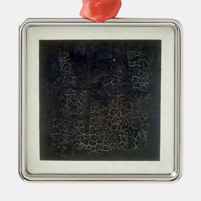 Black Square Metal Ornament (Front)