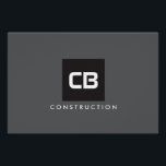 Black Square Monogram Construction Logo Dark Grey Poster<br><div class="desc">Bold initials are centred on a black square set on dark grey background to create a unique logo on this modern poster design for construction businesses,  electrical services,  contractors,  builders and more. This is also available as a downloadable logo file. © 1201AM CREATIVE</div>