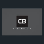 Black Square Monogram Construction Logo Dark Grey Poster<br><div class="desc">Bold initials are centred on a black square set on dark grey background to create a unique logo on this modern poster design for construction businesses,  electrical services,  contractors,  builders and more. This is also available as a downloadable logo file. © 1201AM CREATIVE</div>