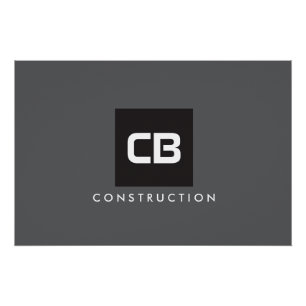 Black Square Monogram Construction Logo Dark Grey Poster