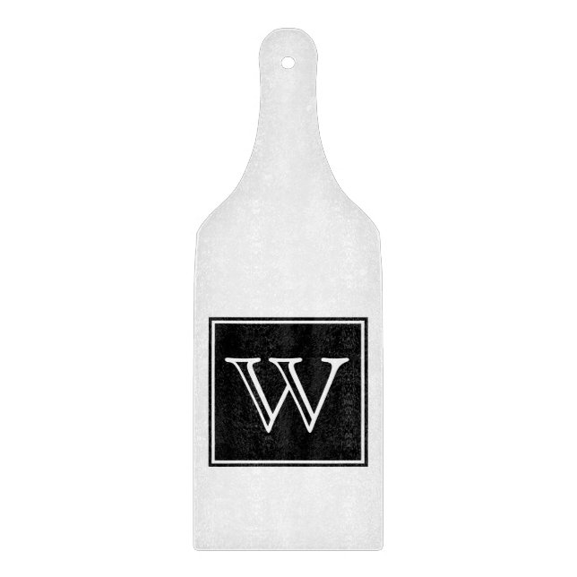Black Square Monogram Cutting Board (Front)