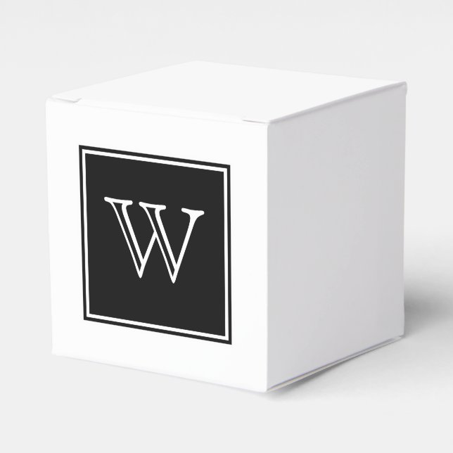 Black Square Monogram Favour Boxes (Front Side)