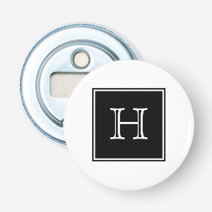 Black Square Monogram Magnet Bottle Opener