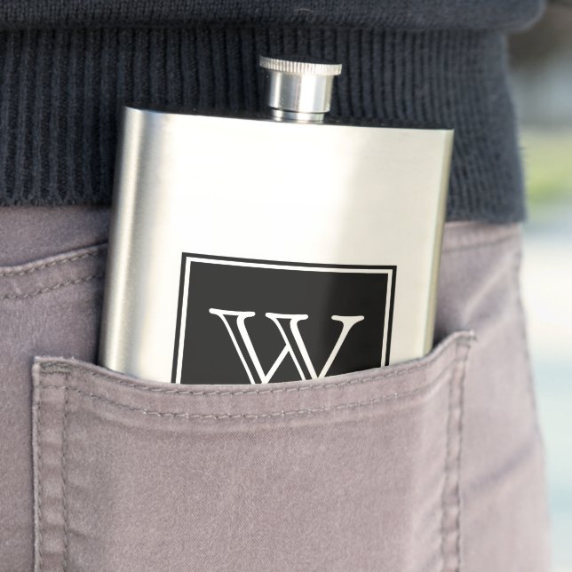 Black Square Monogram Premium Flask (In Situ)