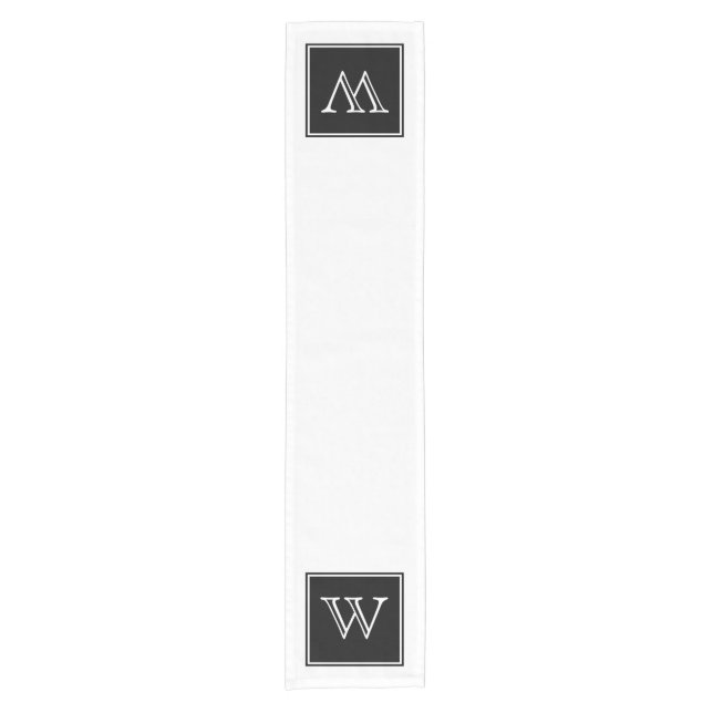Black Square Monogram Table Runner (Front)
