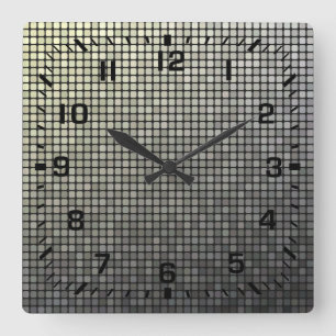 Black Square Numbers / Faux Metal Squares Wall Clock