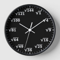 Black Square Root Clock - Mathematics Math Clock
