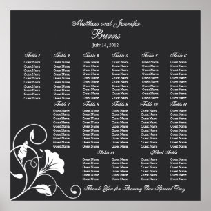 Black Square Wedding Reception Seating Chart