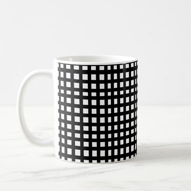 Black squares mesh grid  coffee mug (Left)