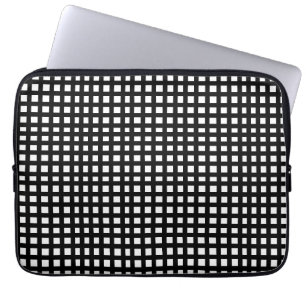 Black squares mesh grid laptop sleeve