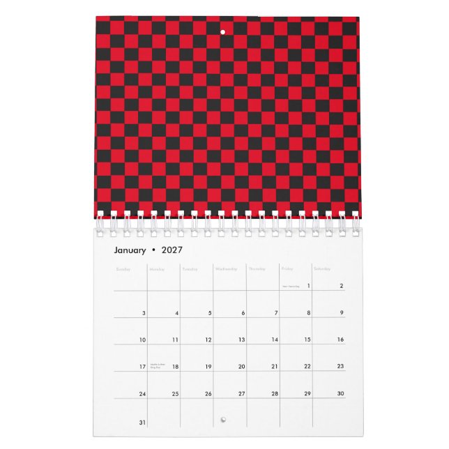 Black Squares Red Ladybug Colours Beetle Calendar (Jan 2027)