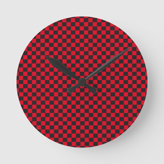 Black Squares Red Ladybug Colours Beetle Round Clock (Front)
