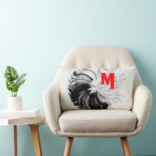 Black Squiggle Monogram Lumbar Cushion