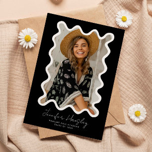 Black Squiggly Photo Frame Graduation Announcement