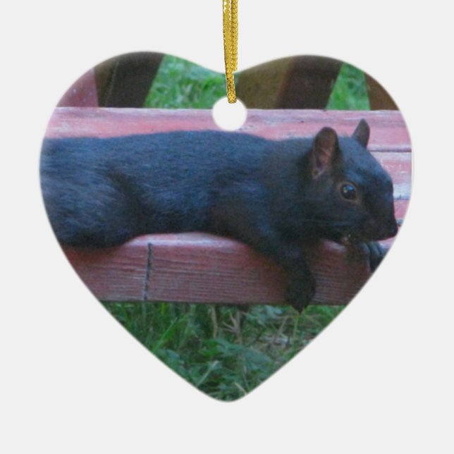 Black Squirrel Ceramic Ornament (Front)