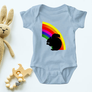 Black Squirrel Silhouette Colourful Rainbow Baby Bodysuit