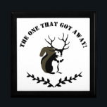 Black Squirrel With Ten Point Antler Gift Box<br><div class="desc">Black and grey squirrel with a 10 point antler rack,  done in a silhouette design.  With changeable text that reads as,  "The one that got away!"</div>