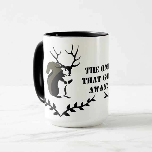 Black Squirrel With Ten Point Antler Mug (Front Left)