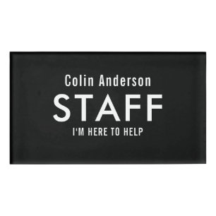 Black Staff Here to Help Name Tag