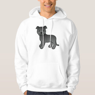 Black Staffordshire Bull Terrier Cartoon Dog Hoodie
