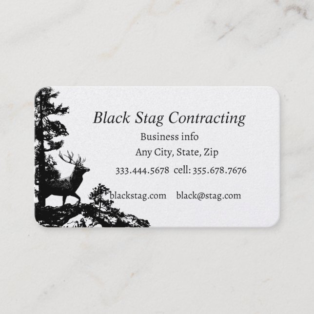 Black Stag Handyman Contractor Business Card (Front)