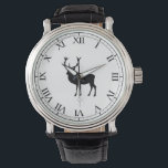 Black Stag Watch<br><div class="desc">Simple realistic silhouette drawing of a majestic black stag.</div>