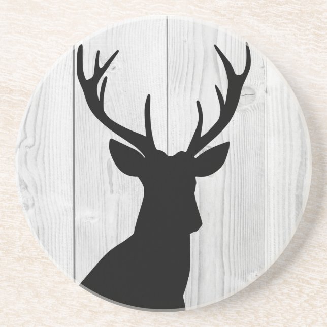 Black Stag White Coaster (Front)